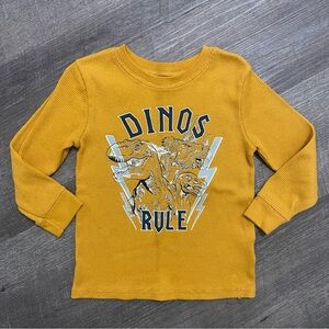Garanimals Mustard Dinos Rule Waffle Long Sleeve Shirt 3T